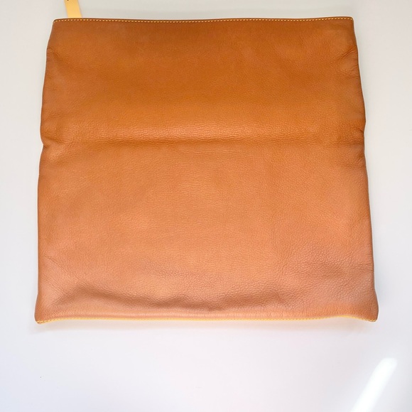 Fendi Lemon Yellow and Brown Vitello Leather Fold Over Clutch Bag (model 8BP062) - Picture 5 of 16